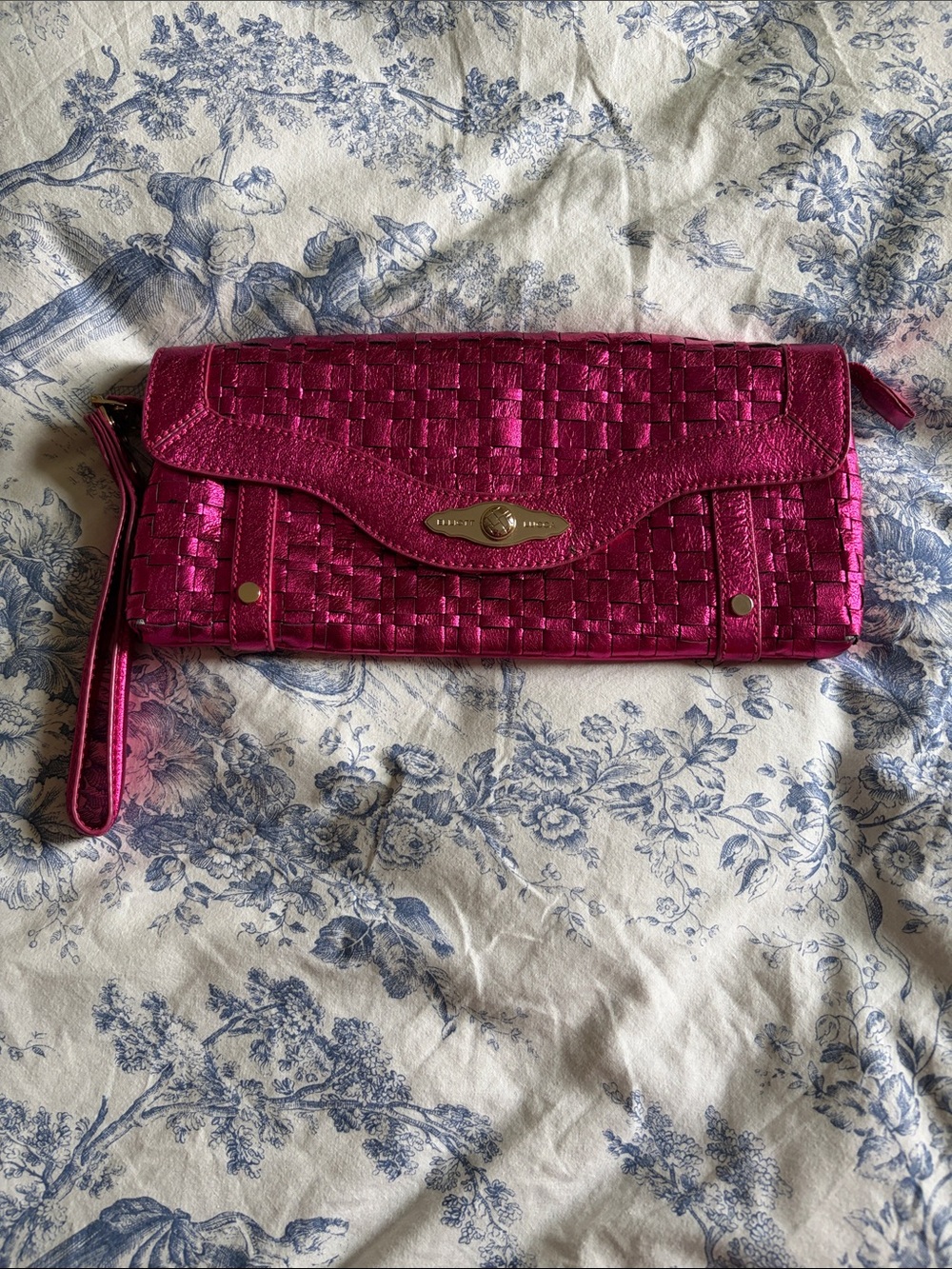 Elliott Luca Pink Woven Clutch Wristlet